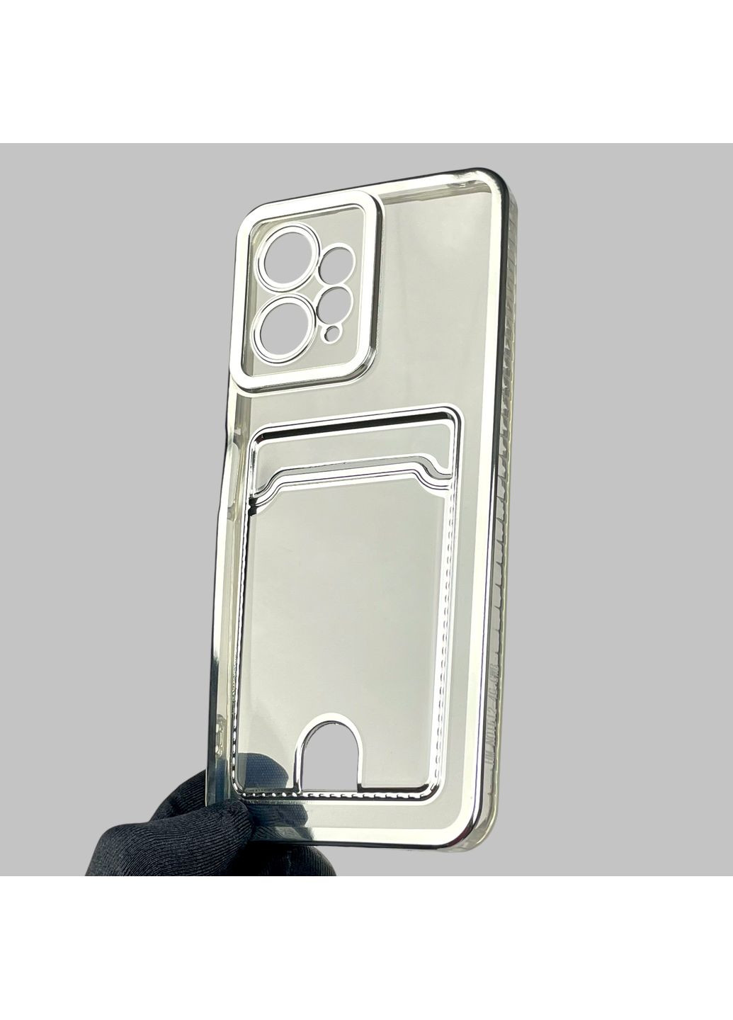 Чехол для Redmi Note 12 4G с серебряной окантовкой с карманом для карт на сяоми редми нот 12 серебряный Xiaomi (366020634)