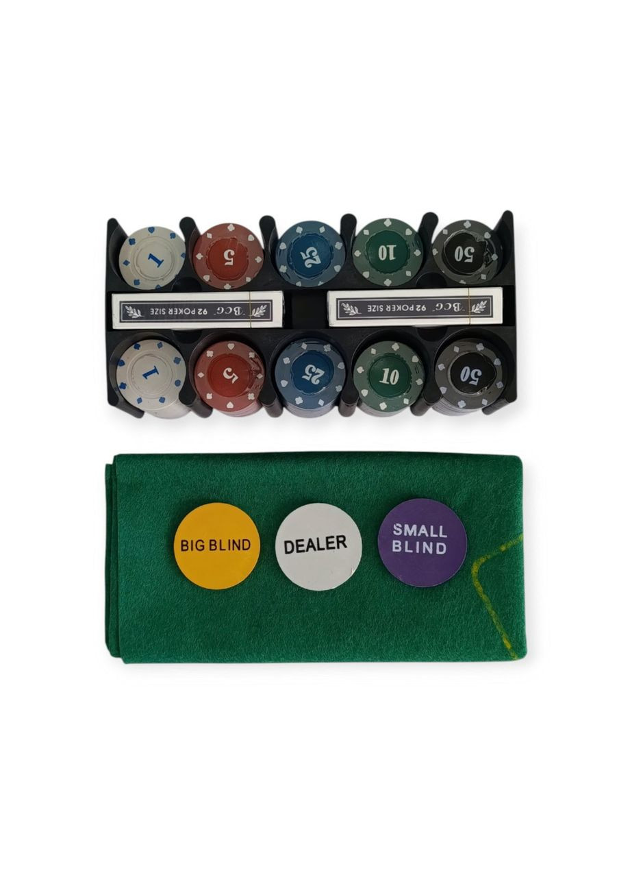 Набір для гри в покер у металевій коробці 200 фішок з сукном 6620С SNS (362217125)