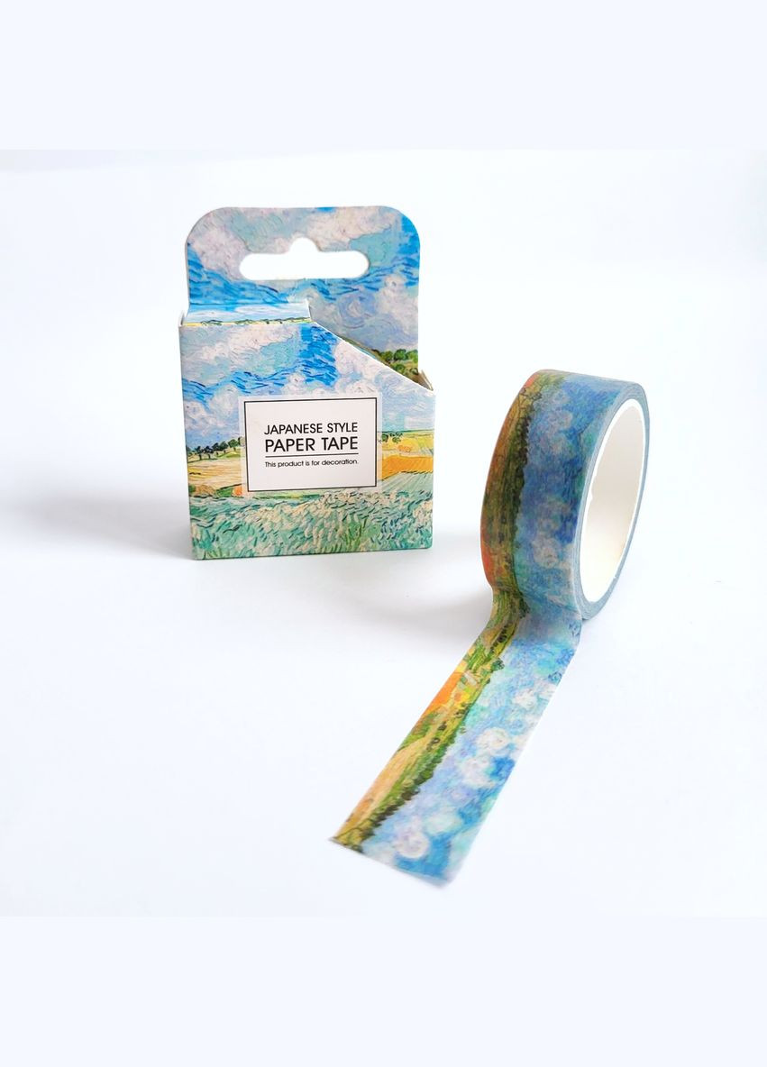 Декоративний скотч для творчості 5 м з картиною Пшеничне поле з кипарисами Вінсент ван Гог No Brand (322872561)