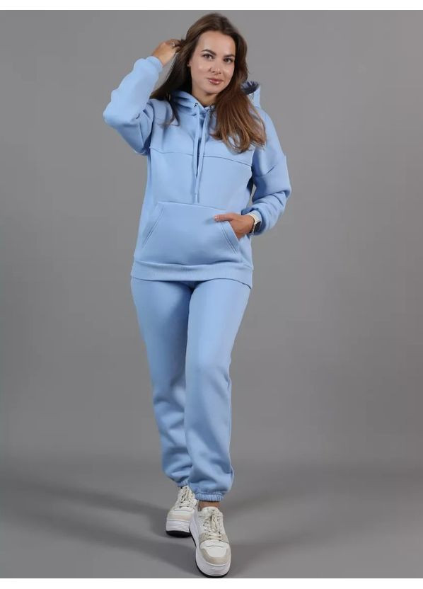 Спортивный утепленный костюм двойка на флисе с капюшоном и карманами No Brand (365858515)