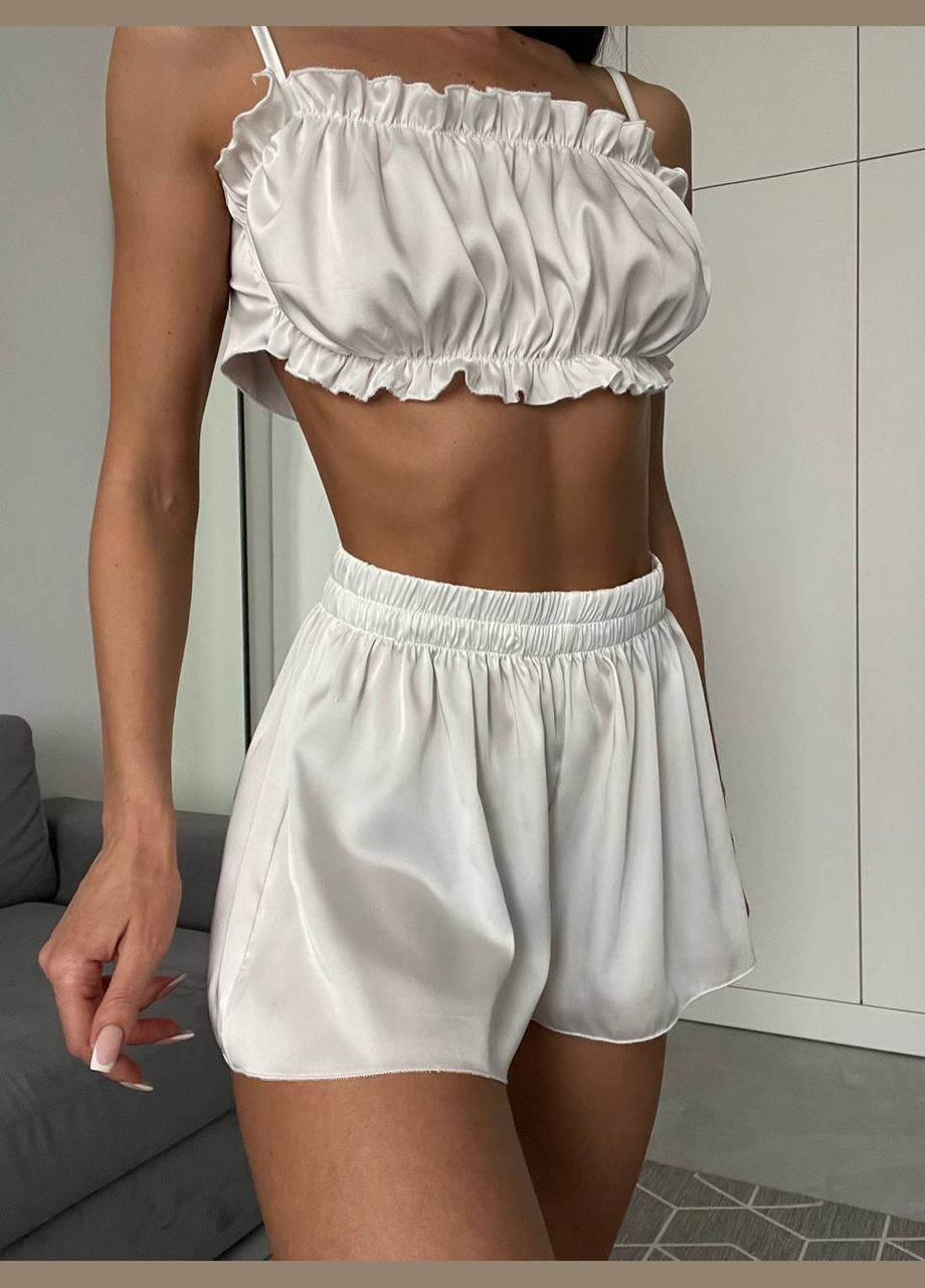 Молочна всесезон жіноча піжама топ+шорти топ + шорти Україна