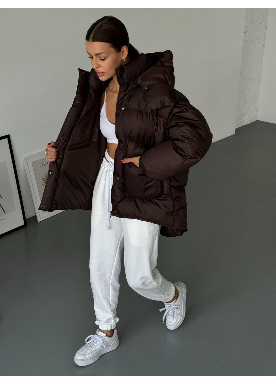 Коричневый зимний Пуховик No Brand