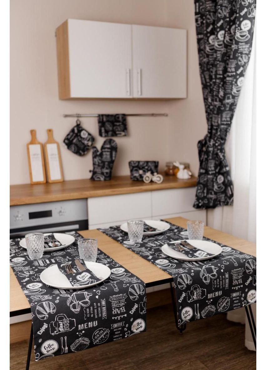 Готові штори Breakfast black 2 шт. для вікна стиль 136х180 см штори для дому декор ProDobro (369365304)