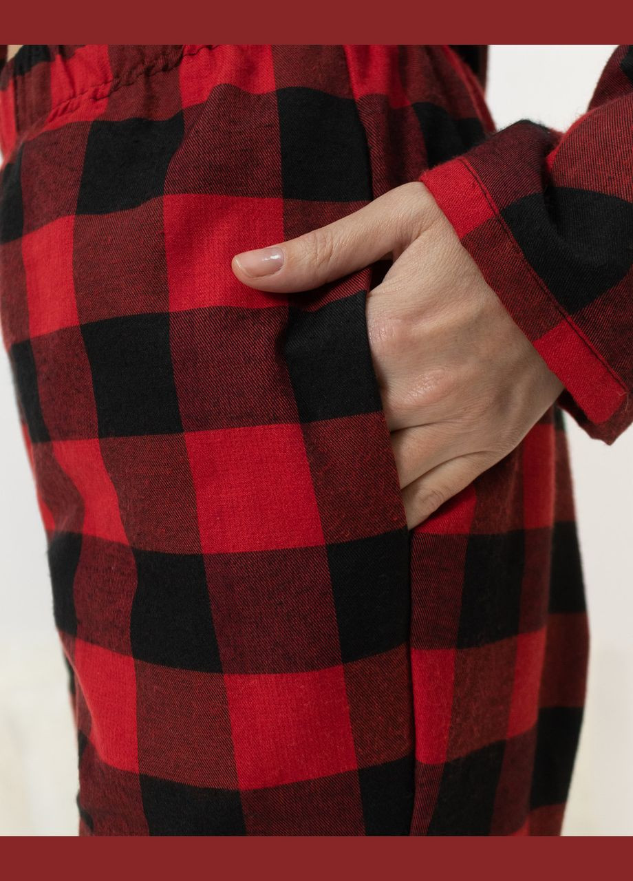 Червона всесезон піжама жіноча домашня фланелева сорочка зі штанами червона клітинка Maybel