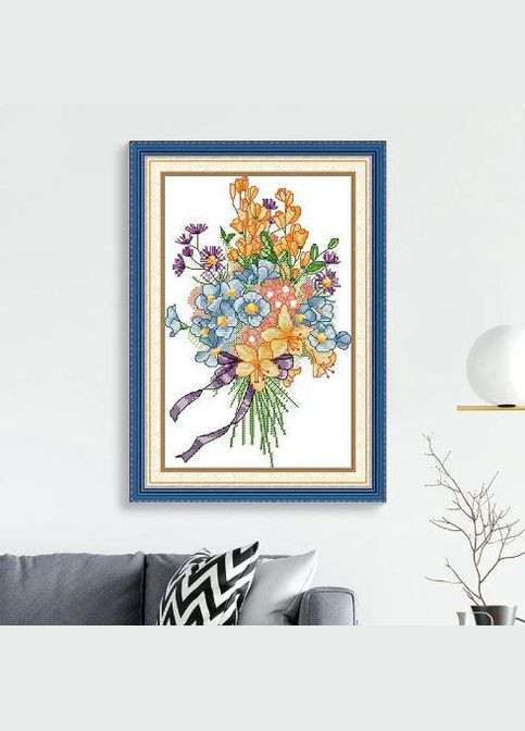Набір для вишивання за нанесеною на канву схемою "Wildflower Bouquet". AIDA 14CT printed 18*28 см Joy Sunday (313613685)