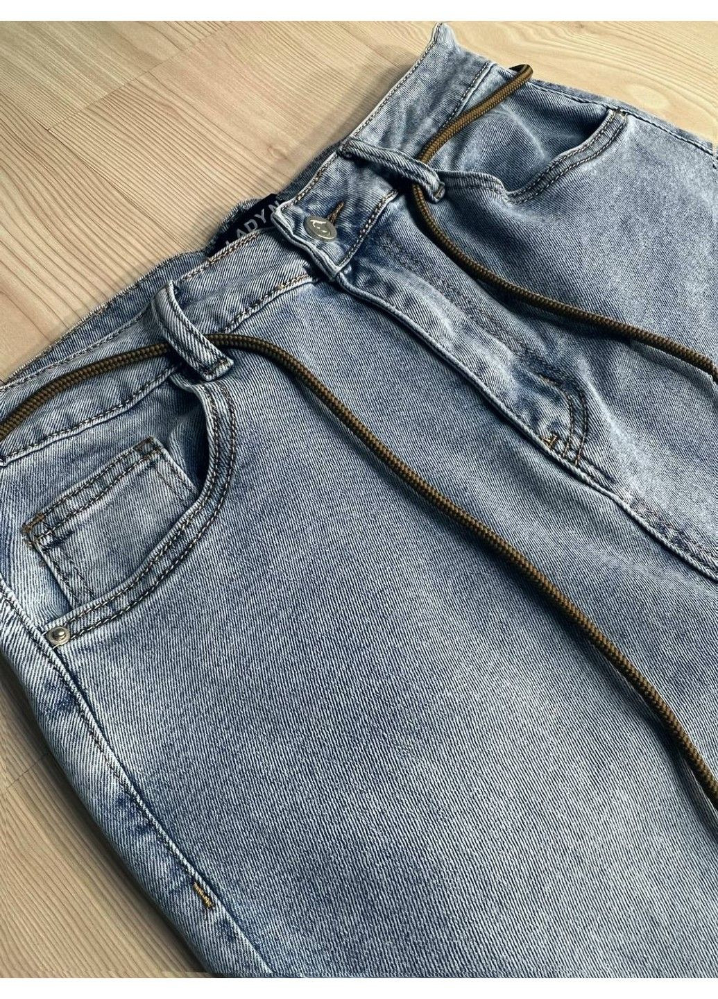 Спідниця жіноча джинсова 802 з розрізом середня довжина пояс блакитна Ladyn (336491711)