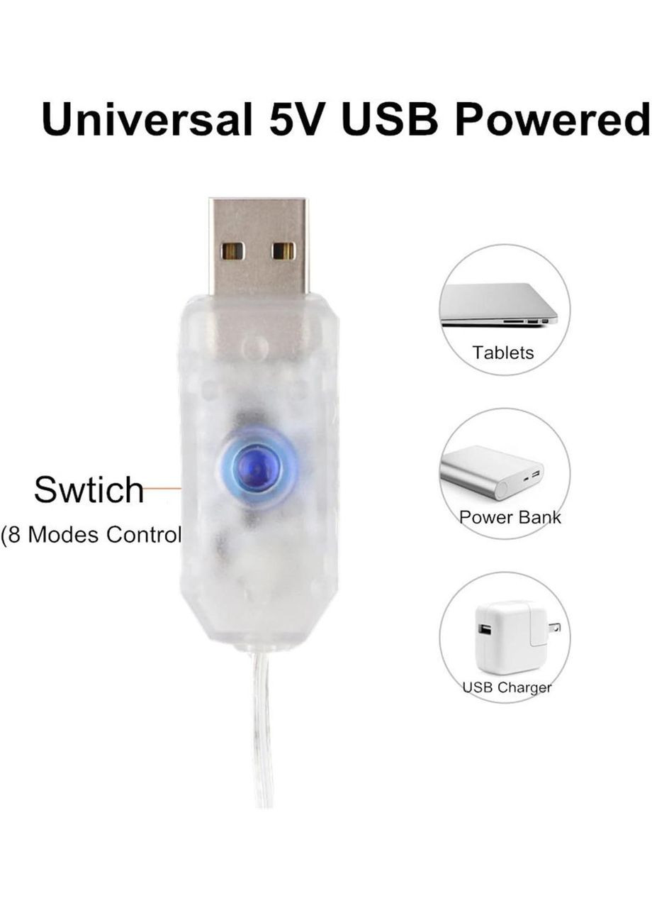 LED гірлянда штора 3x2 м, 200 LED тепле біле світло, USB, пульт, 8 режимів China (356460143)