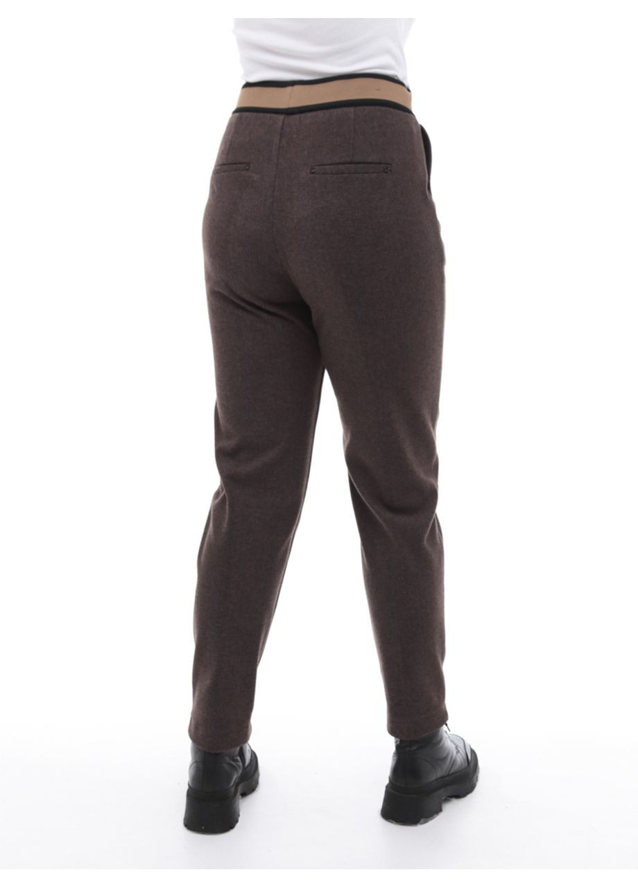 Брюки женские коричневые теплые МОМ с резинкой на поясе Estensivo MOM (305850836)