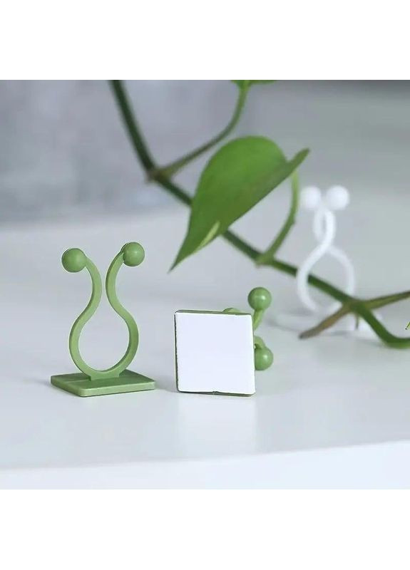 Кліпси для підв'язування рослин 50 шт настінні самоклеючі, підтримка для рослин зеленого кольору No Brand (370290447)