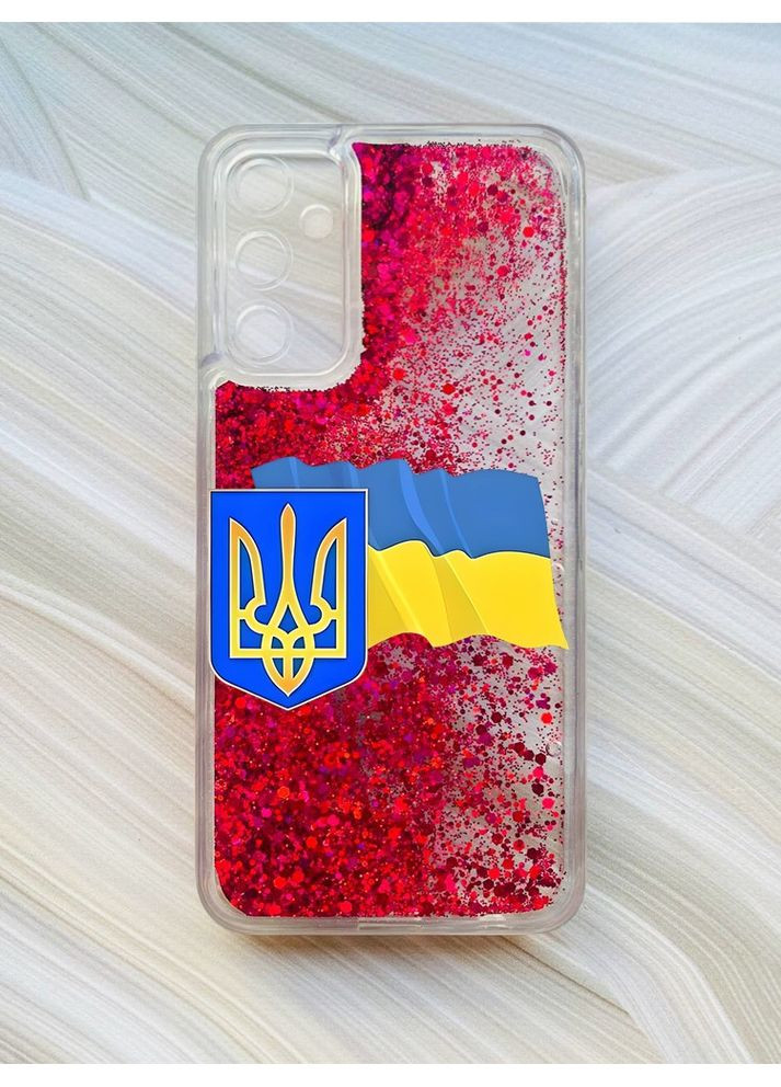 Чохол з плаваючими блискітками на Samsung Galaxy A24 (A245) Рожевий:: Тризуб і прапор (принт 384) CASE CONTROL (360657791)