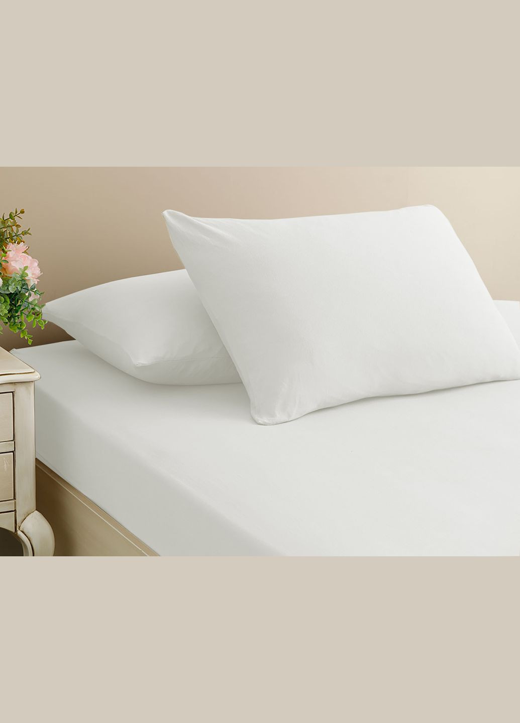 Простынь 160х200см на резинке с наволочками (ранфорс) First Choice (341306144)