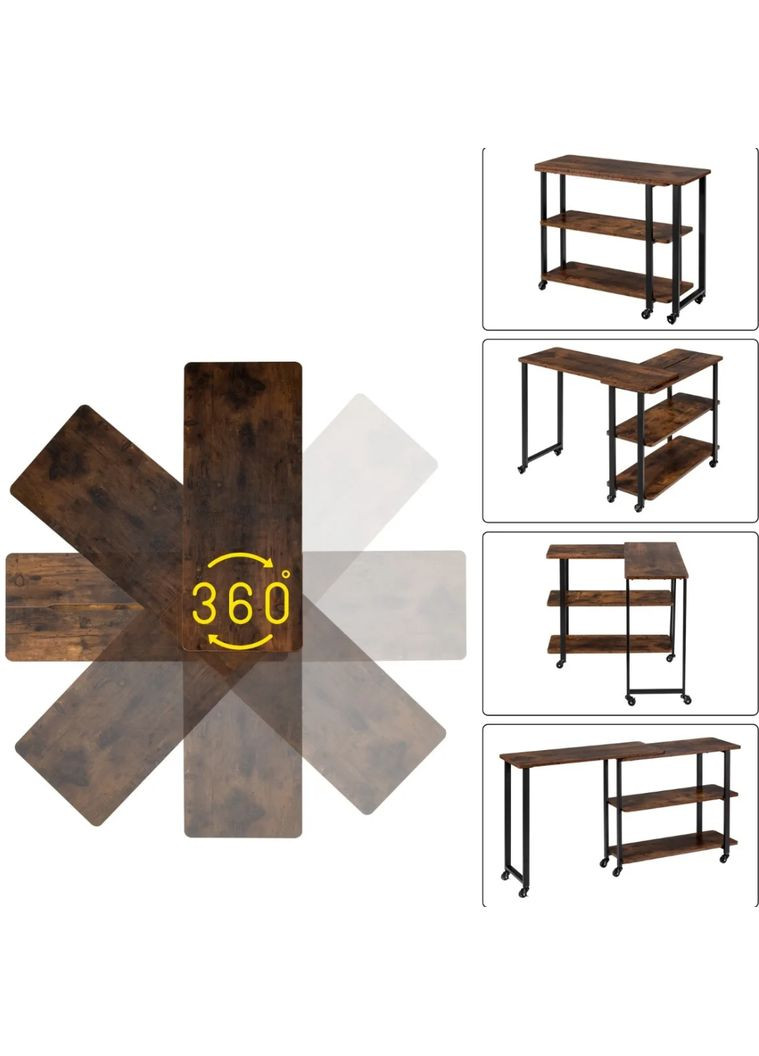 Стіл L-подібний King обертовий в стилі Loft Costway (362028085)