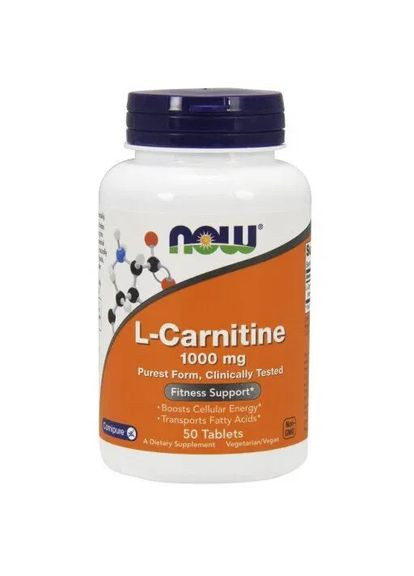 Карнітин (L-Carnitine) 1000 мг 50 таблеток Now Foods (361119028)