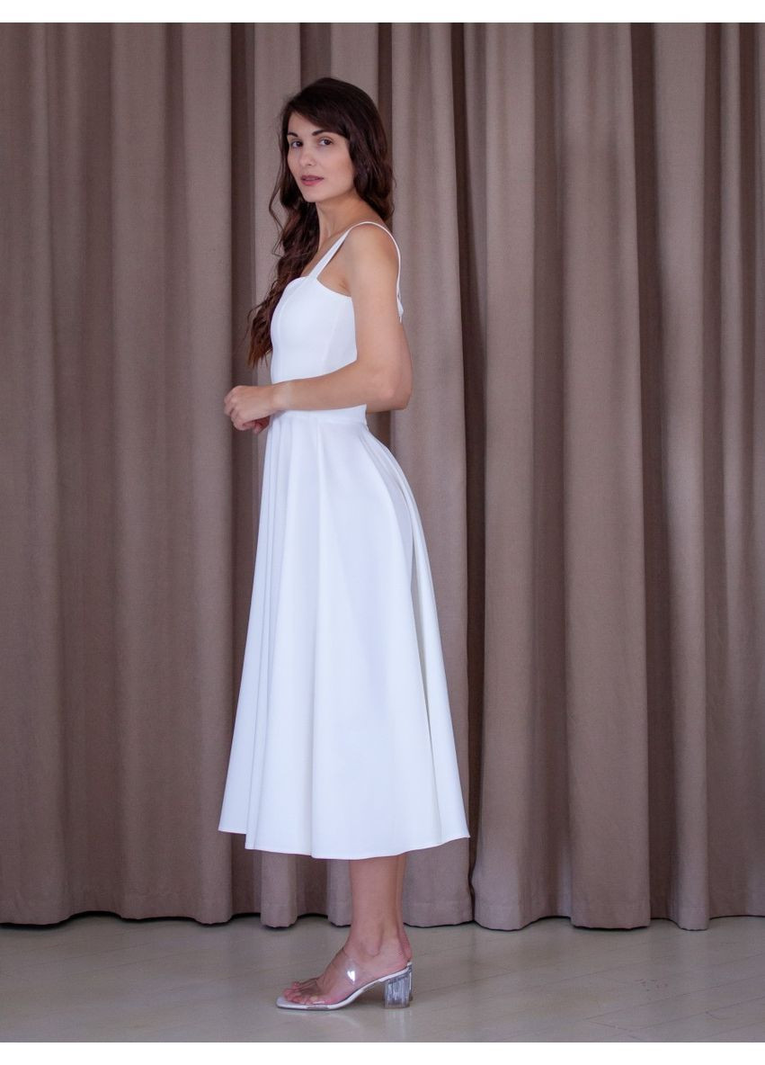 Белое вечернее платье с юбкой-солнце, а-силуэт Vintage однотонное