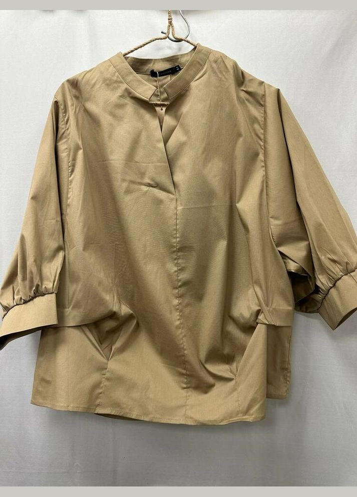 Жіноча сорочка темно бежева на стійку MKAD7479-16 Modna KAZKA (336933678)