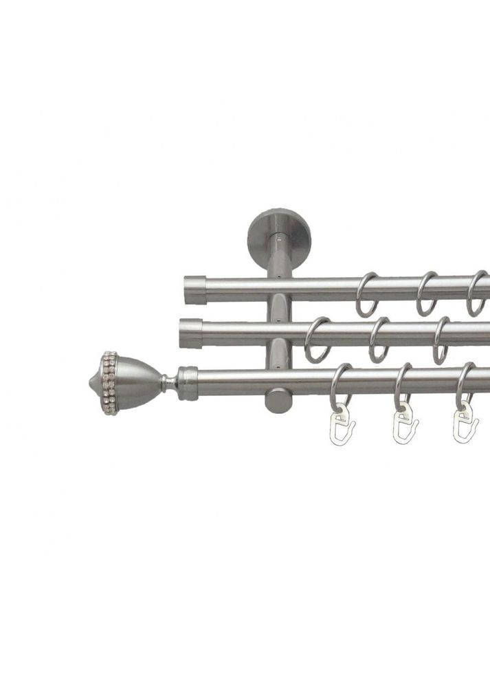 Карниз Етерния металлический трехрядный цилиндр (20 см) гладкая труба Нержавеющая сталь 16\16\16 мм 160 см (5503363) ORVIT (300799460)