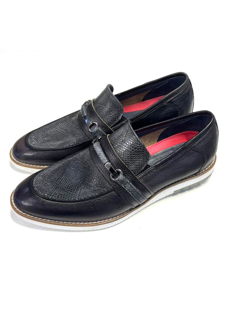 Черные праздничные, коктейльные, повседневные, джинсовые, вечерние, классические, кэжуал лоферы мужские черные из натуральной кожи. Luciano Bellini без шнурков