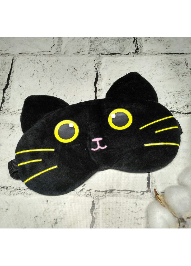 Маска для сна велюровая Котик 20х9 см Черная No Brand (357492456)