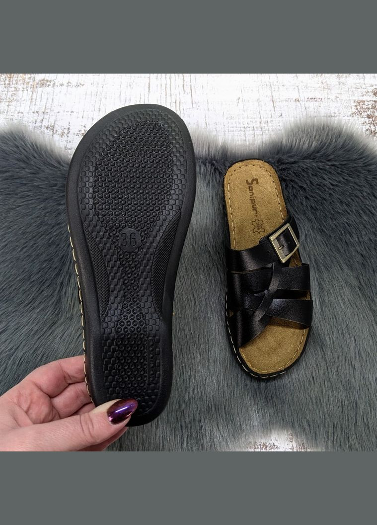 Шльопанці жіночі шкіряні на танкетці Sanipur (333799058)