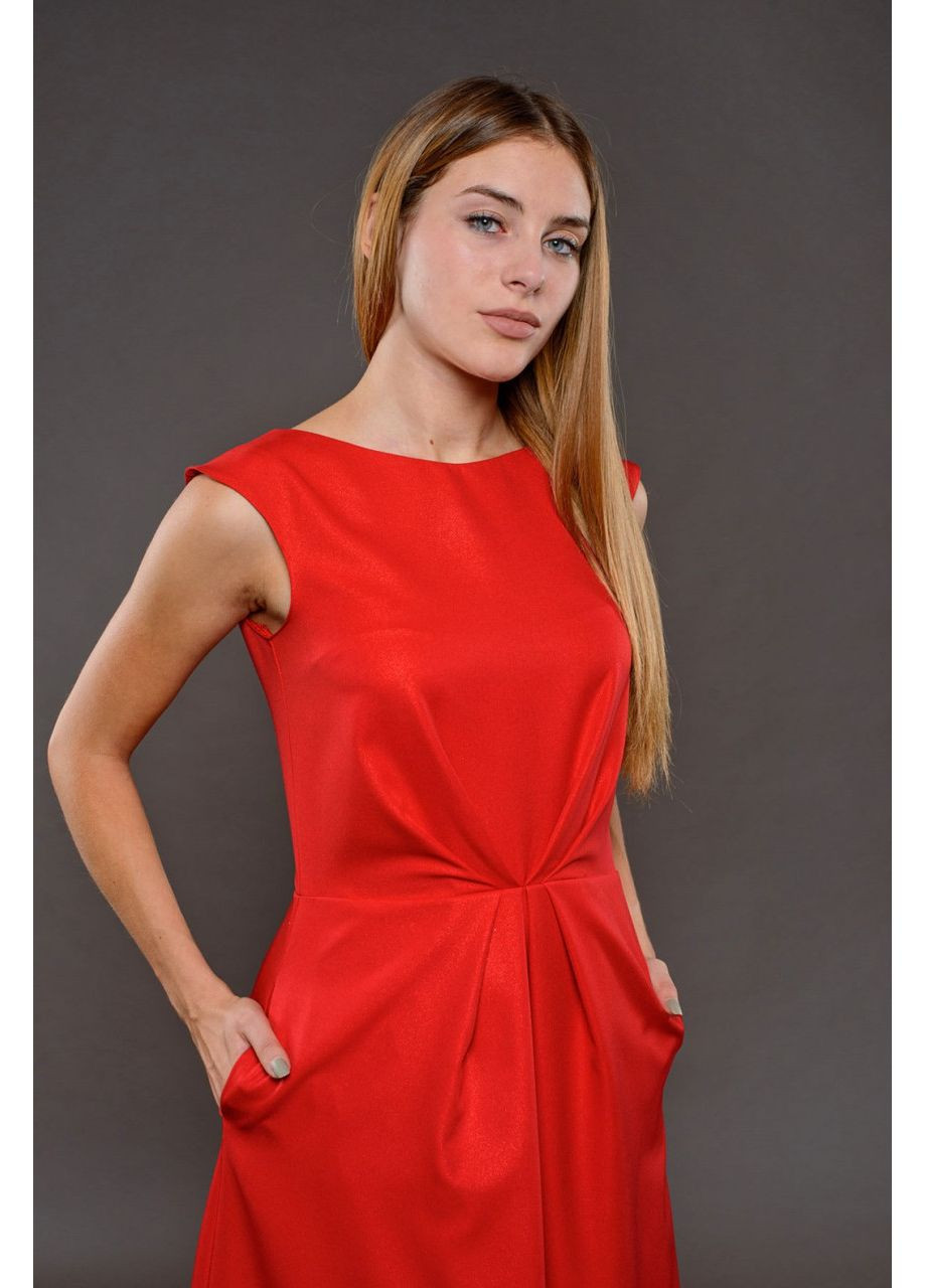 Красное платье вискоза без рукавов меди молния 44 красное Модниця