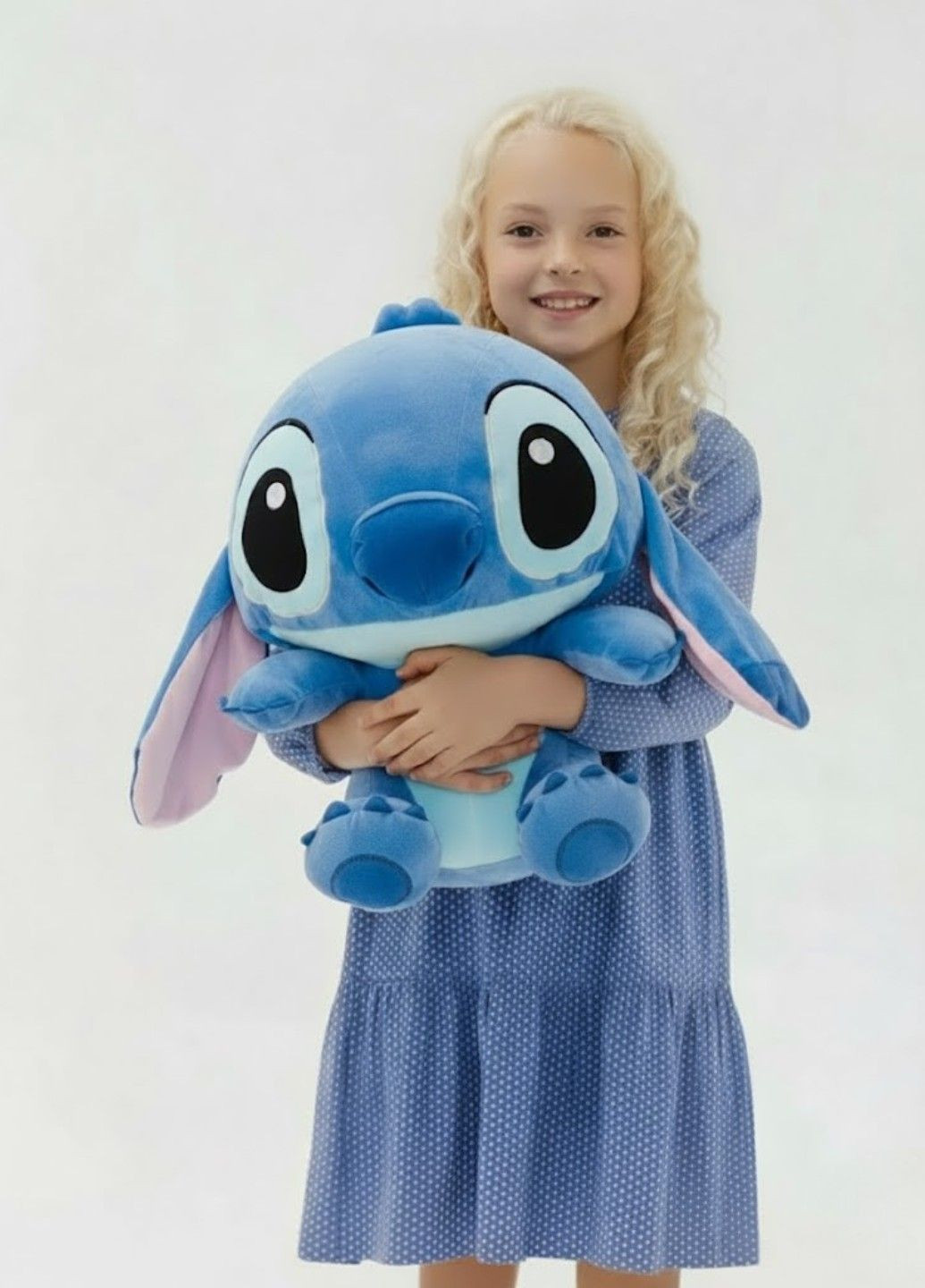 М’яка іграшка Стіч 55 см обіймашка блакитний плюшева з довгими вушками Lalapka (366213698)