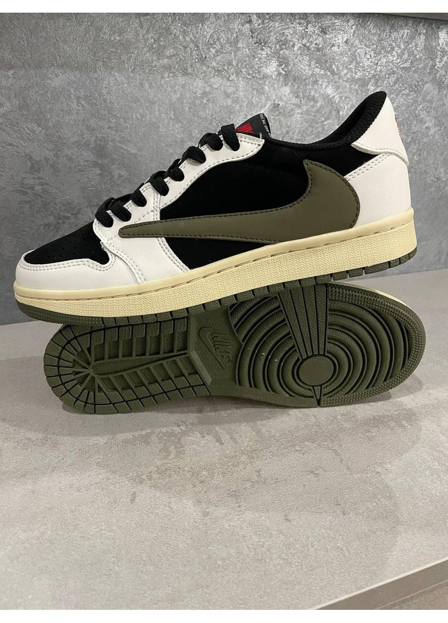 КРОСІВКИ ЖІНОЧІ NIKE TRAVIS SCOTT X AIR JORDAN 1 LOW OLIVE НАЙК ТРЕВІС СКОТ No Brand хакі демісезони (367170865)