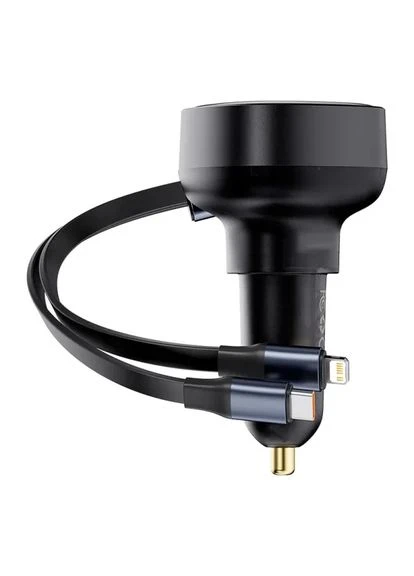 Автомобільний зарядний пристрій Enjoyment Pro Car Charger USB + Retractable C & iP Cable 60 W C00057802111-02 Black Baseus (388647615)