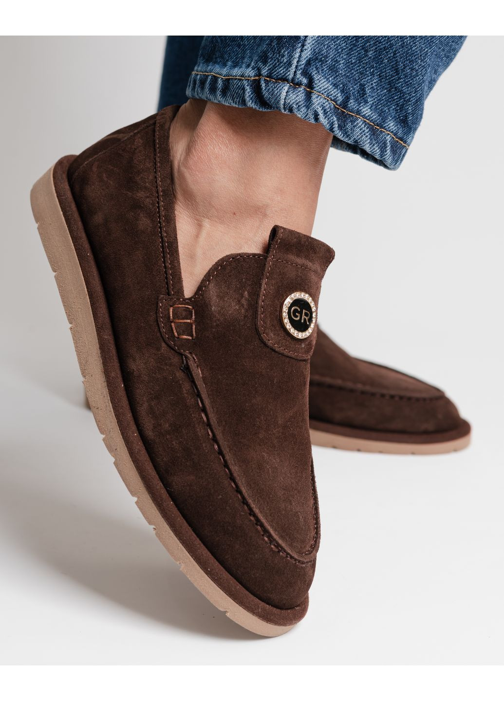 Krula Лоферы женские коричневые замша коричневый з натуральная замша, украина — всесезон (359854997)