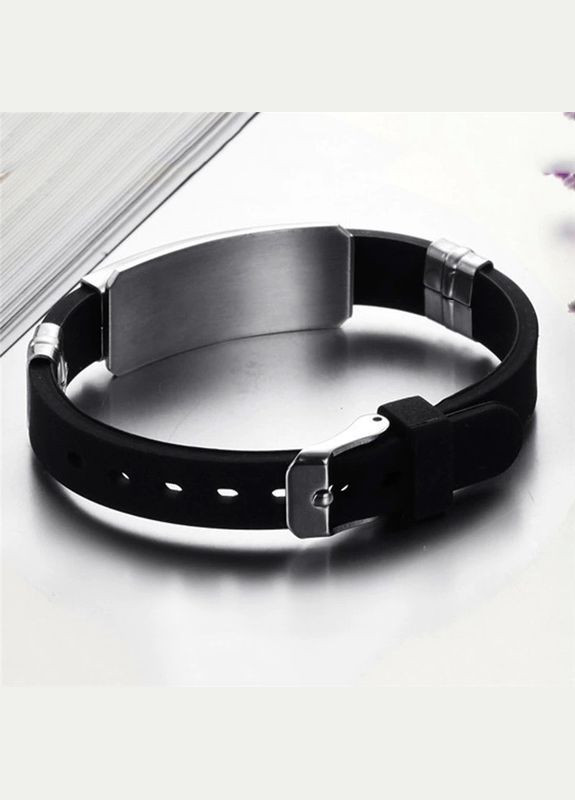 Чоловічий браслет каучуковий вставка нержавіюча сталь візерунок No Brand (340275807)