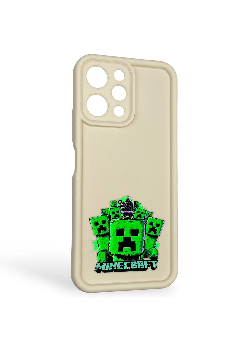 Чехол силиконовый Soft Touch с 3D принтом Майнкрафт для Redmi 12 молочный (Полная защита камеры) Xiaomi (373424979)