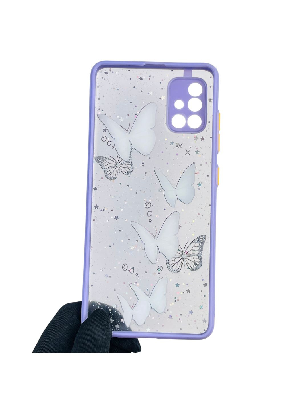 Чохол для Galaxy A51 (SM-A515F) з блискітками з метеликами на самсунг а51 бузковий Samsung (366390183)