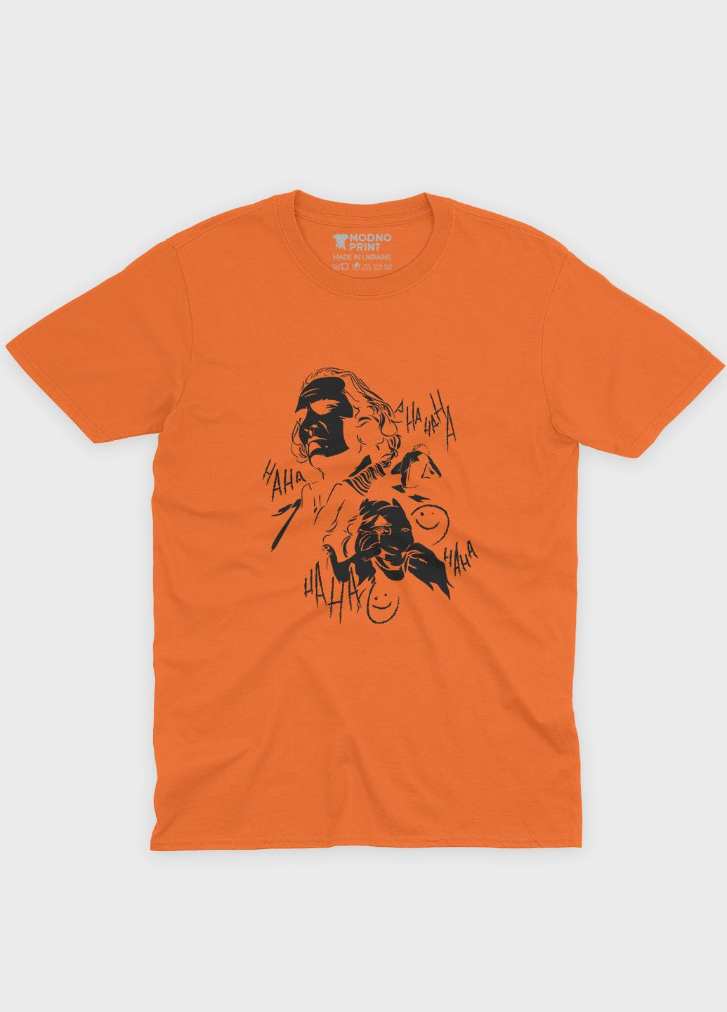 Помаранчева демісезонна футболка для дівчинки з принтом суперзлодія - джокер (ts001-1-ora-006-005-024-g) Modno