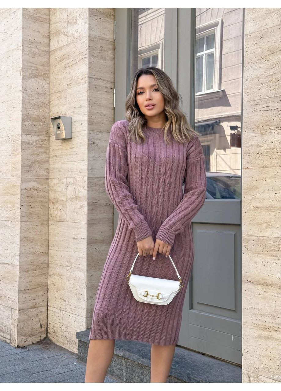 Пудрова святковий, повсякденний жіноча в'язана сукня No Brand однотонна