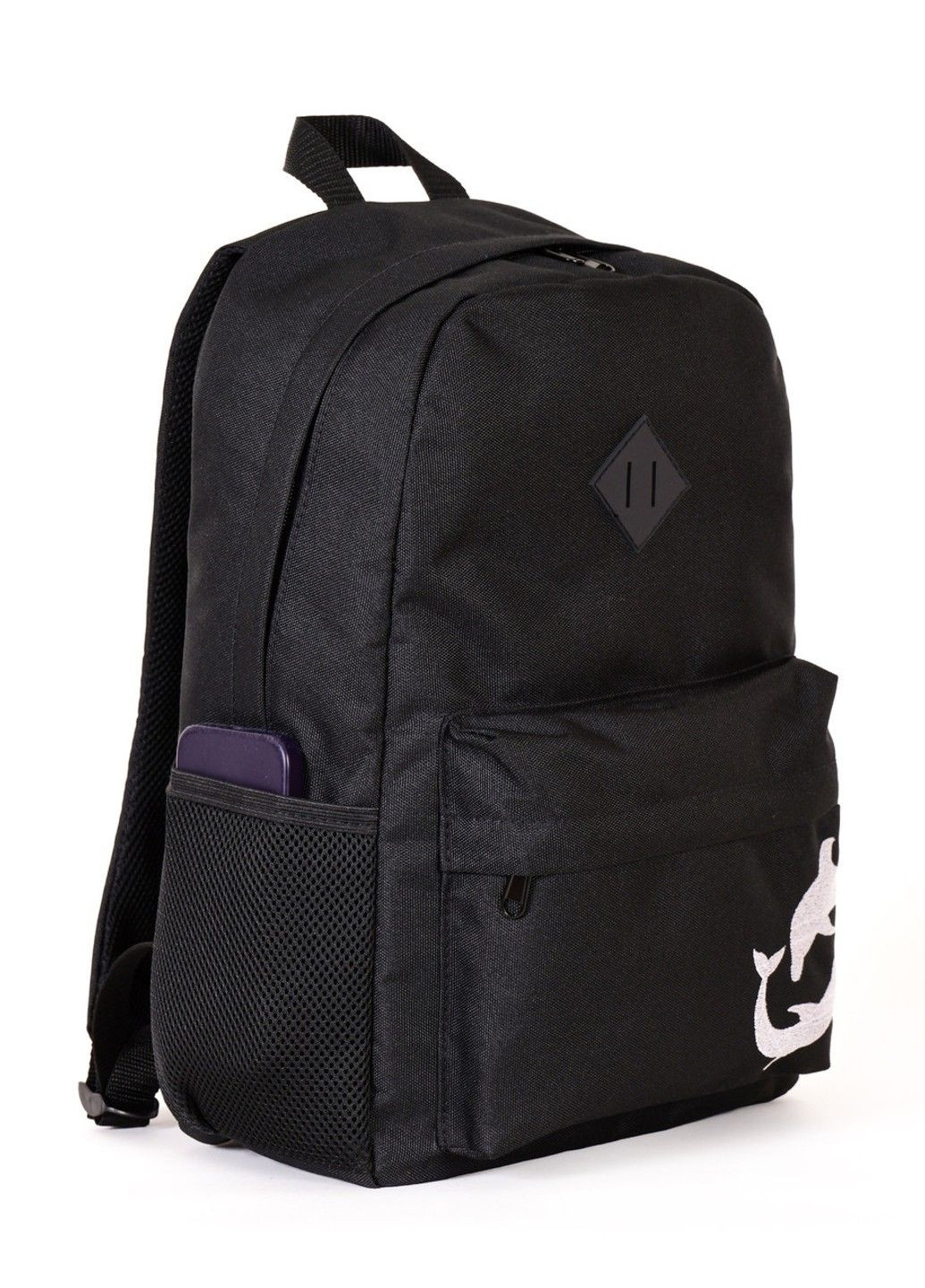 Жіночий міський молодіжний наплічник чорного кольору середнього розміру з вишивкою малюнком 010132 No Brand (316635707)