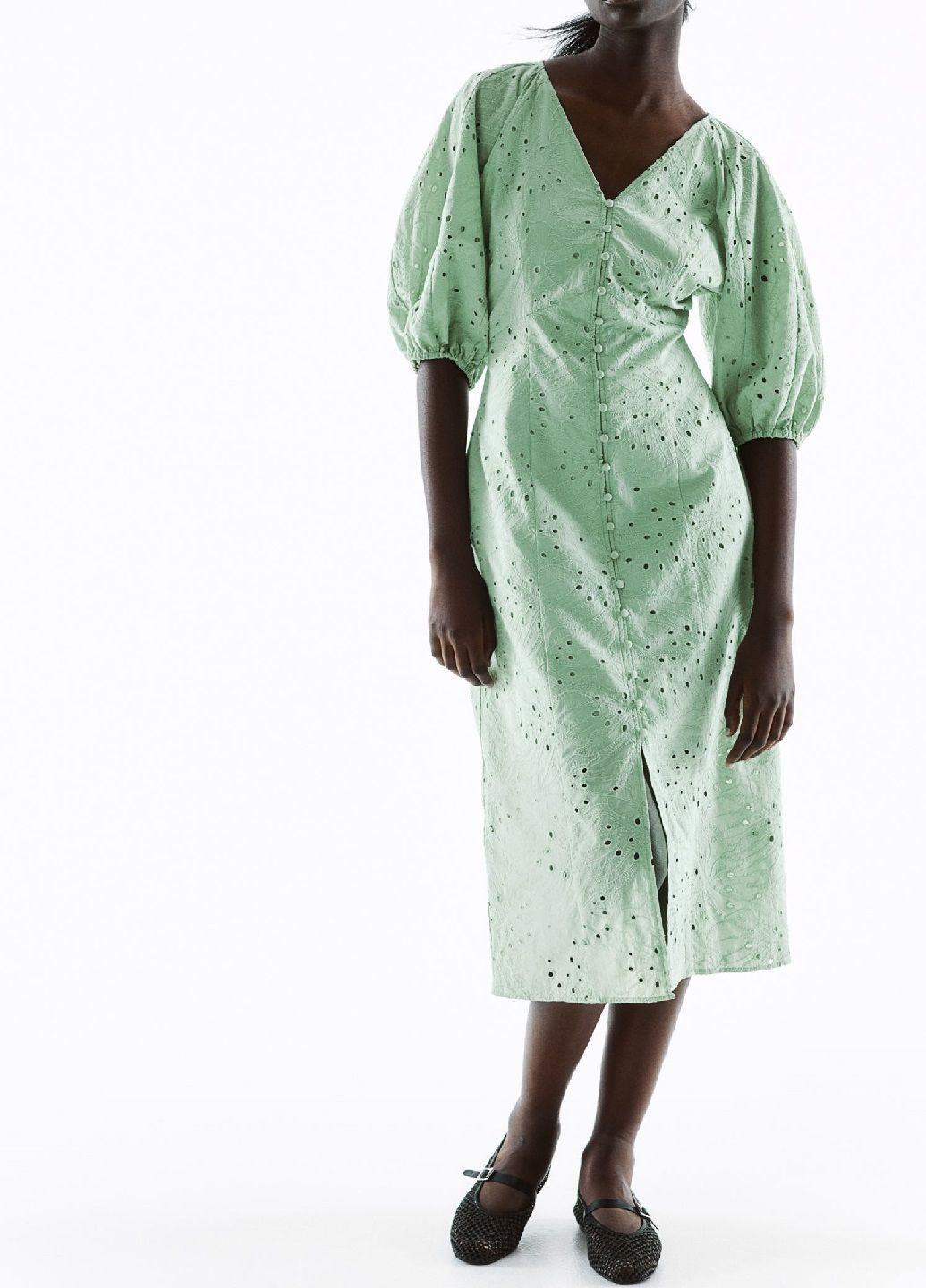 Світло-зелена кежуал сукня H&M однотонна