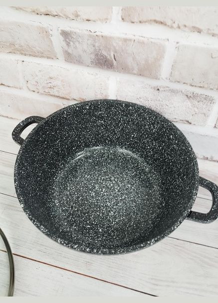 Антипригарна каструля 4.2л із гранітним покриттям Ø24см посуд з гранітним покриттям Styleberg ST-3023 Чорна No Brand (317191392)