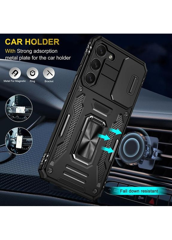 Ударопрочный чехол Camshield Army с кольцом для Samsung Galaxy S22+ Черный Epik (372499072)