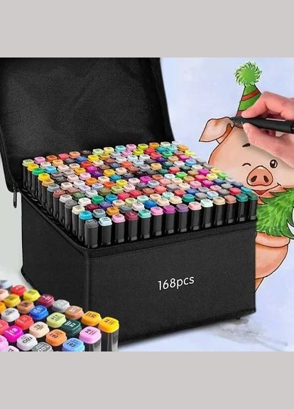 Великий набір 168 шт двосторонніх скетч маркерів для малювання та скетчингу Touch (303724674)