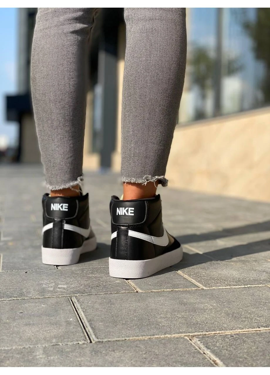 КРОССОВКИ ЖЕНСКИЕ NIKE BLAZER HIGH BLACK WHITE НАЙК БЛЕЙЗЕР БЕЛЫЕ No Brand белые демисезоны (392028602)