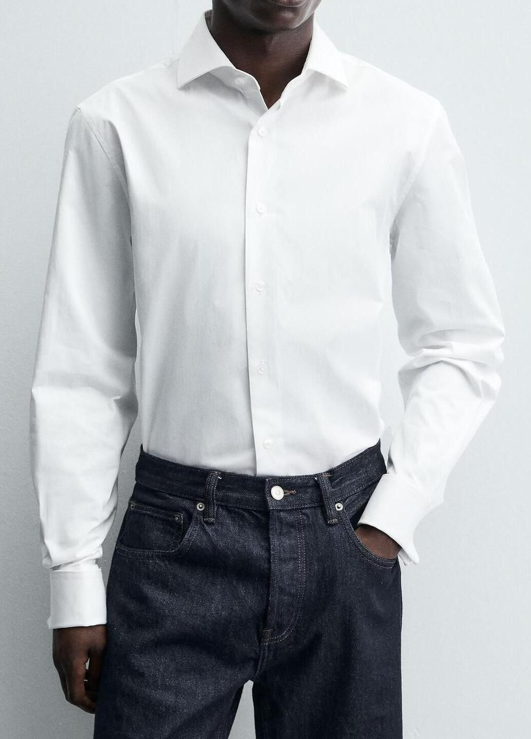 Белая рубашка однотонная Zara