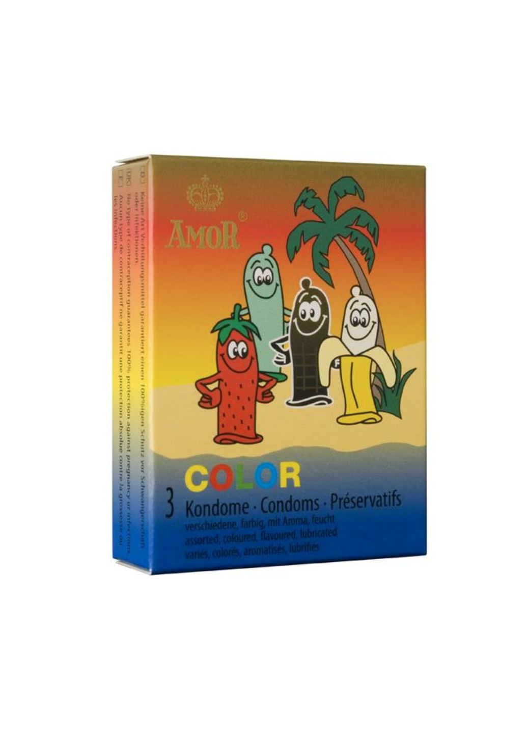 Ароматизированные цветные презервативы - Color, 3 шт. Amor (293246238)