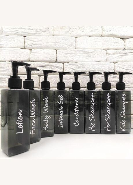 Набір дозаторів для ванної 250 мл "Неаполь" чорний пластик (8 шт) напис англ. No Brand (298794630)