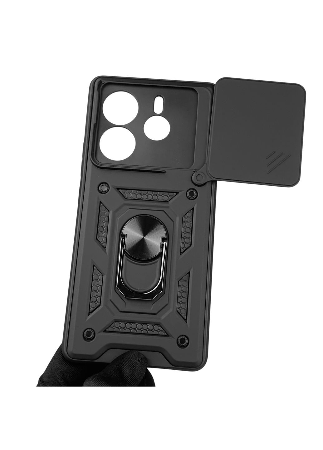 Чехол для Redmi Note 14 5G бронированный с кольцом со шторкой на сяоми редми нот 14 5г чёрный rg1 Xiaomi (366234251)