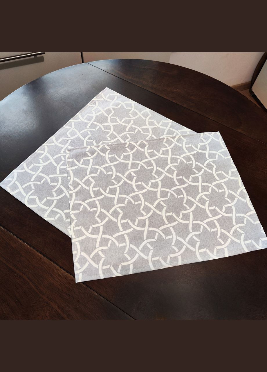 Сервировочные коврики под тарелки (набор из 2 ланчматов) водоотталкивающие серого цвета "Зорепад" Maystat (305390901)