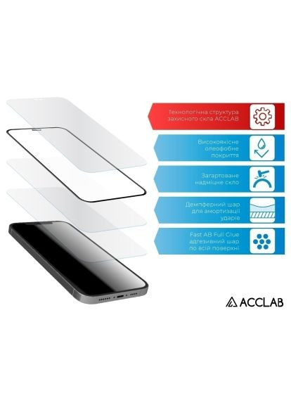 Стекло защитное (1283126593277) ACCLAB Full Glue Apple iPhone 16 Pro Black (366662246)
