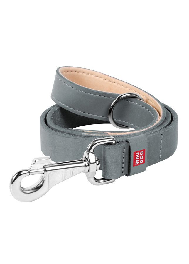 Повідець для собак шкіряний WAUDOG Classic, Ш 14 мм, Дов 122 см сірий No Brand (363198331)