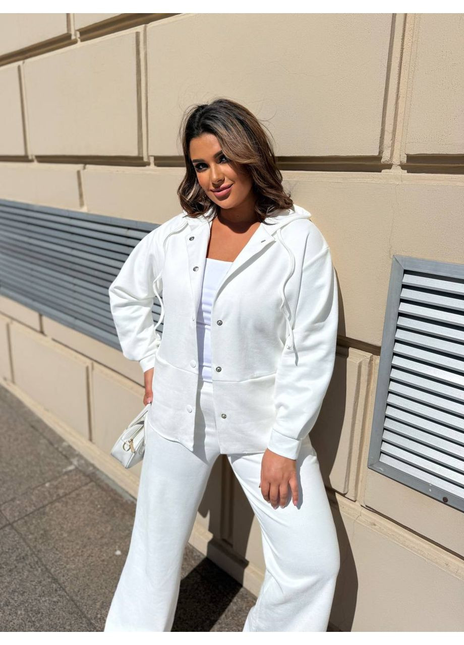 Жіночий костюм із замші: кофта з капюшоном та штани з лампасами MonCher (361146226)