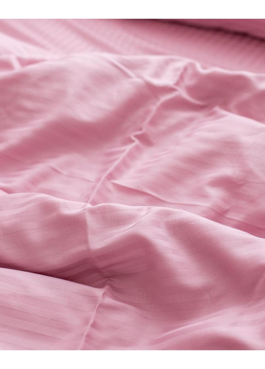 Постельное белье с резинкой Светло-розовая страйп сатин PREMIUM Полуторный размер, наволочки 70/70 No Brand (364219777)