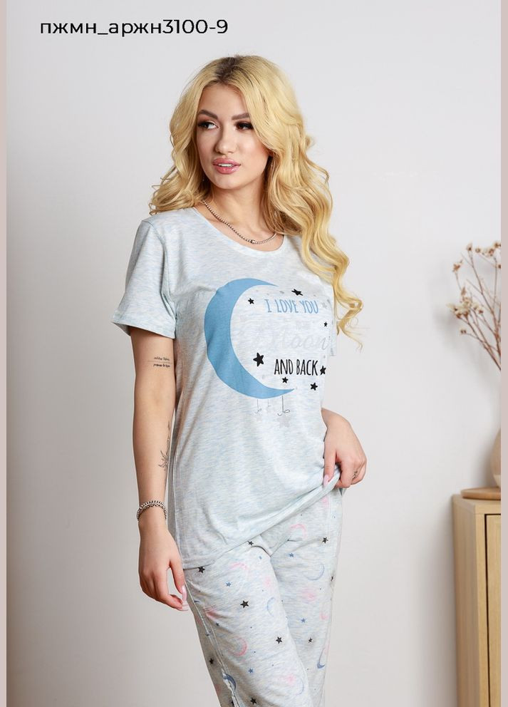 Прозорий комплект жіночий капрі з футболкой Pijamoni