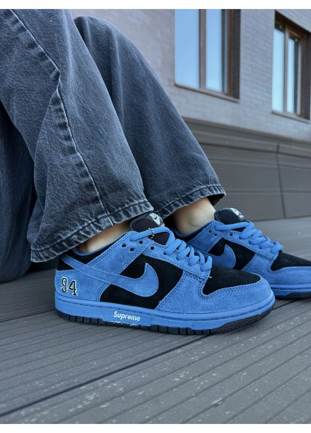Черные летние кроссовки nike sb dunk supreme blue black найк сб данк No Brand